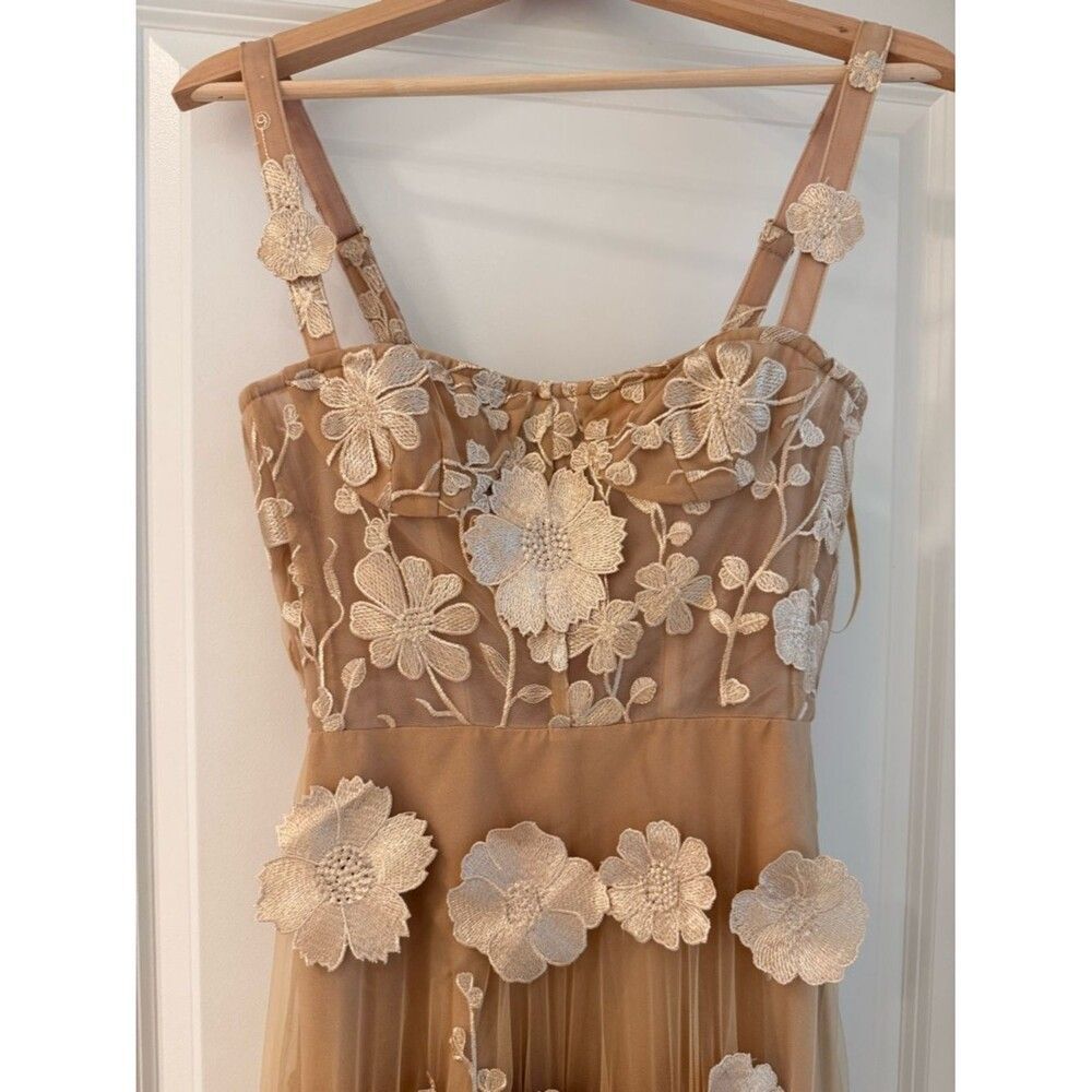 NEW BRONX AND BANCO JASMINE GOLD GOWN w flower appliqués, wedding max dress - Picture 10 of 12